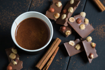 Hot chocolate in a paper cup