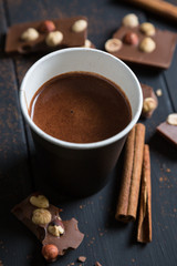 Hot chocolate in a paper cup