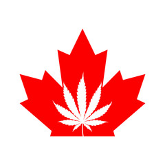 A Canadian maple leaf icon with a marijuana leaf in the middle
