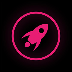 Neon Button rund - Rakete