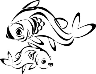 Fototapeta premium Tattoo fish vector line drawing isolated