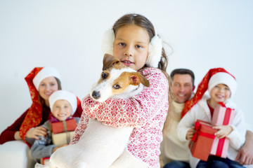 Fototapeta premium Family celebrating christmas