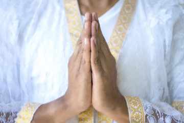 Naga Phnom, Naga put the palms of the hands together in salute