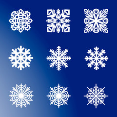 Fototapeta na wymiar Vector snowflakes blue font