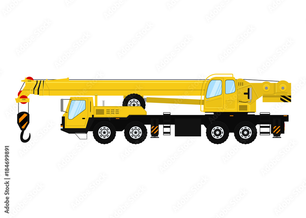 Sticker vector heavy truck crane. isolated on white background.