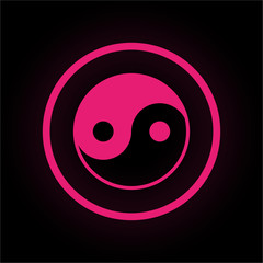 Fototapeta premium Neon Button rund - Yin-yang