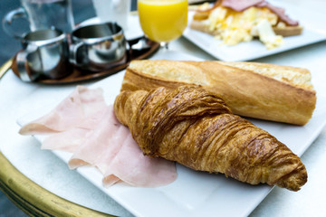 fresh croissant on table ,Delicious!