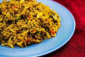 Tasty Indian food basmati rice on a plate