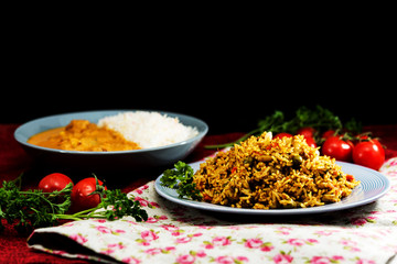Tasty Indian food basmati rice on a plate