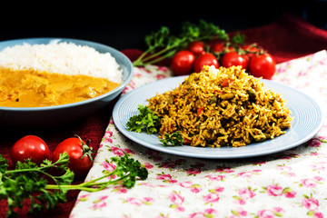 Tasty Indian food basmati rice on a plate