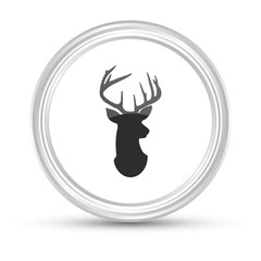 Obraz premium Weißer Button - Hirsch Kopf