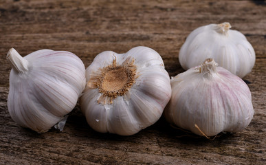 Garlic on the wooden background