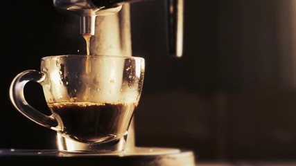 Coffee machine making espresso coffee