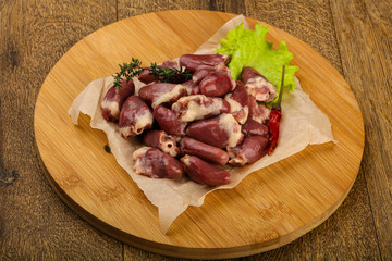 Raw chicken hearts