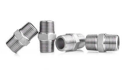  Steel nut on a white background