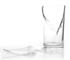 Broken glass on white