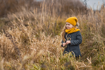 Autumn walk girl in the thickets of red grass 9786.