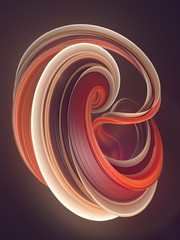 Colored twisted shape. Computer generated abstract geometric 3D render illustration