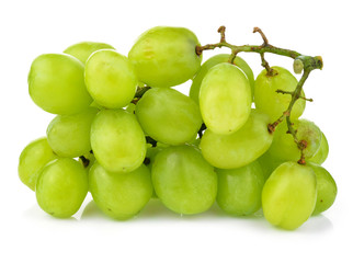 Green grapes on white background