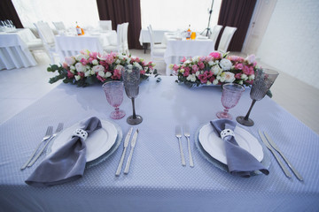 Table set for an event party or wedding reception