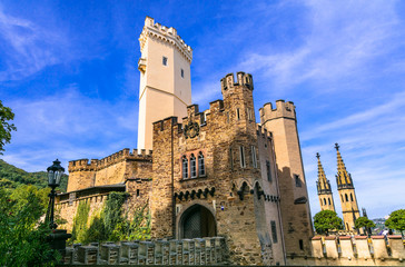Landmarks of Germany -medieval castle Stolzenfels in legendary Rhine river.
