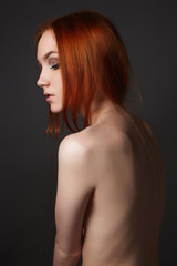 Young ginger woman.Naked Beautiful Girls back