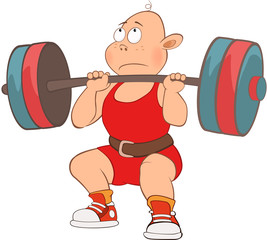 Illustration of Cute Boy. Weightlifting