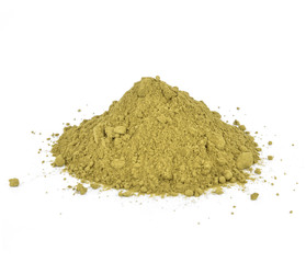 green powder heap isolated on white background