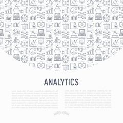 Fototapeta na wymiar Analytics concept with thin line icons: diagram, chart, statistics, pyramid, business analysis. Modern vector illustration for banner, web page, print media.