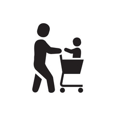 father with not in shopping cart icon illustration