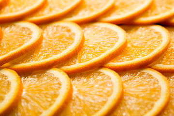 Bright orange background from slices of juicy Orange. Healthy food, background.