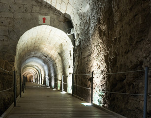 Underground tunnel built by the Knights Templar, passing under the fortress in the old city of Acre...