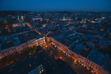 Fototapeta na wymiar Lviv city lights panorama 