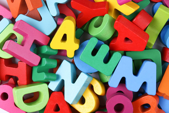 Colorful blocks of alphabets and numbers