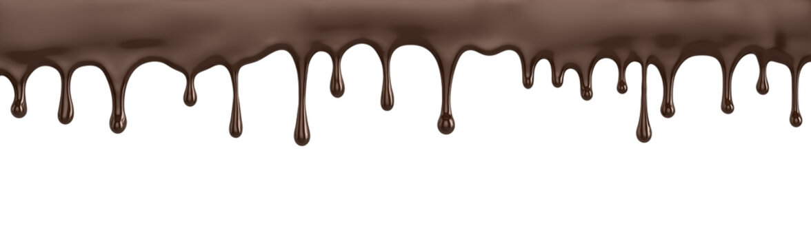 Chocolate stream on a white background. 3D illustration