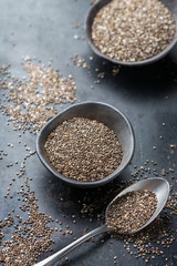 Organic healthy chia seeds in a bowl
