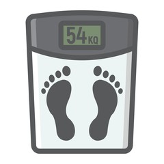 Weight scale filled outline icon, fitness and sport, diet sign vector graphics, a colorful line pattern on a white background, eps 10.
