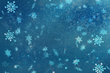 Fototapeta na wymiar Blue Christmas background snow texture, abstraction, white snowflakes. Christmas background, winter Wonderland