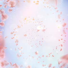 Sakura flying downwind petals on wind. EPS 10 vector