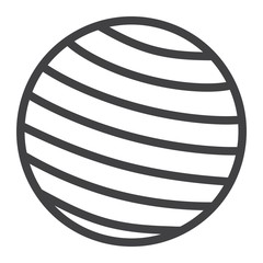 Fitness rubber ball line icon, fitness and sport, gym ball sign vector graphics, a linear pattern on a white background, eps 10.