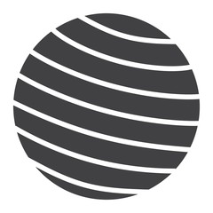 Fitness rubber ball glyph icon, fitness and sport, gym ball sign vector graphics, a solid pattern on a white background, eps 10.