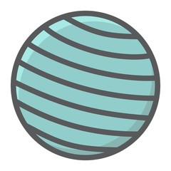 Fitness rubber ball filled outline icon, fitness and sport, gym ball sign vector graphics, a colorful line pattern on a white background, eps 10.