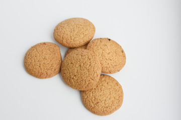 Oatmeal cookies on a white background