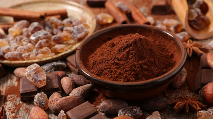 assorted cocoaa,nut, and sugar