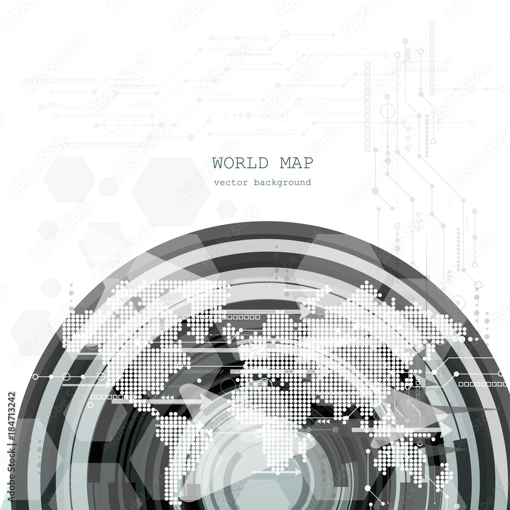 Poster global network connection. world map technology composition concept of global business. vector illus
