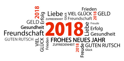 word cloud with new year 2018 greetings