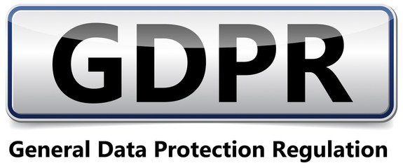 GDPR - General Data Protection Regulation. Glossy banner with shadow