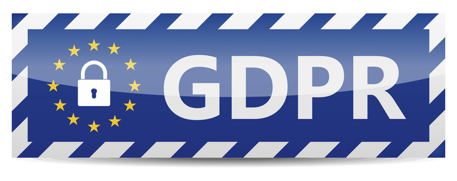 GDPR - General Data Protection Regulation. Banner with EU stars and padlock