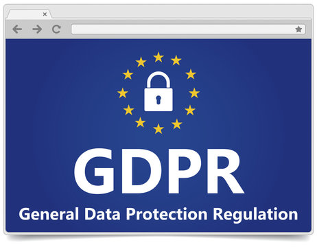 GDPR - General Data Protection Regulation. Web browser with padlock