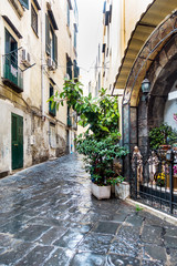Obraz premium Street view of old town in Naples city, italy Europe